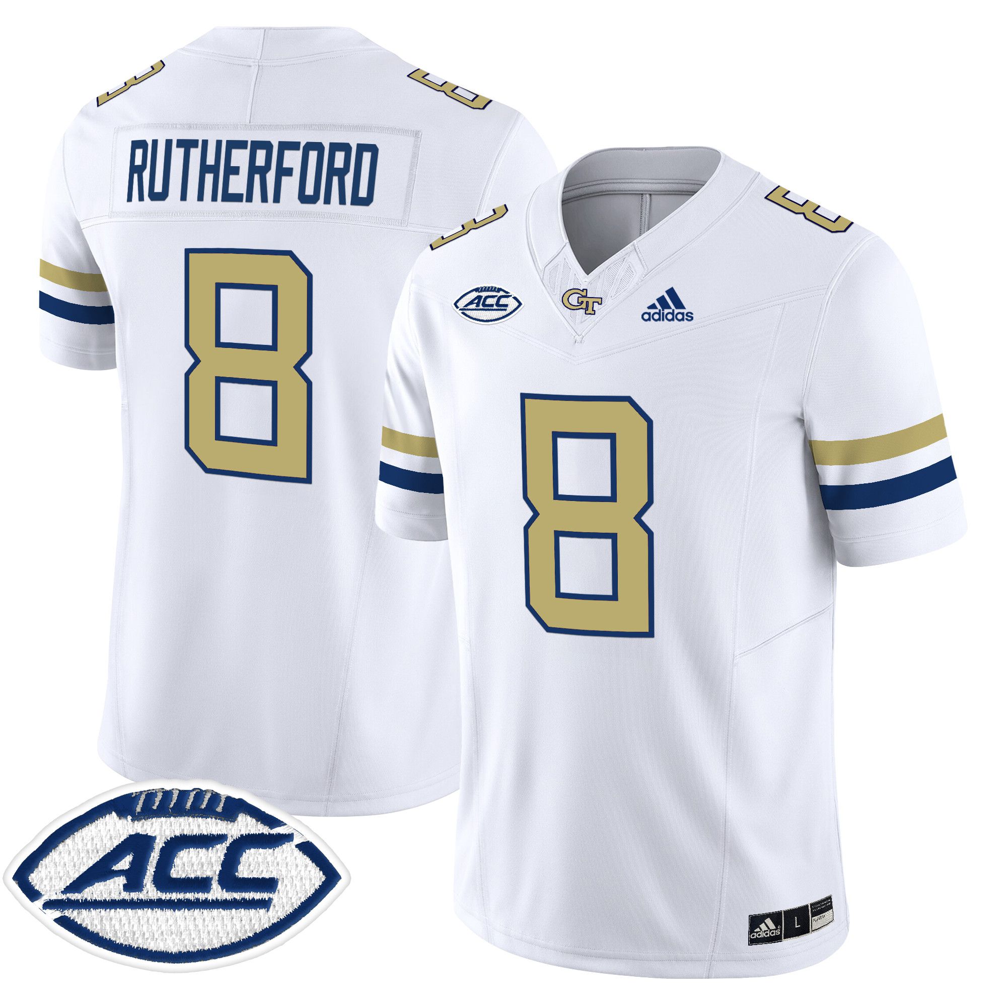 Men Georgia Tech #8 Rutherford White Asidas 2024 Vapor Limited NCAA Jersey